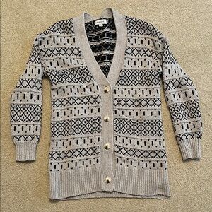 Evereve Black and Gray Patterned Cardigan